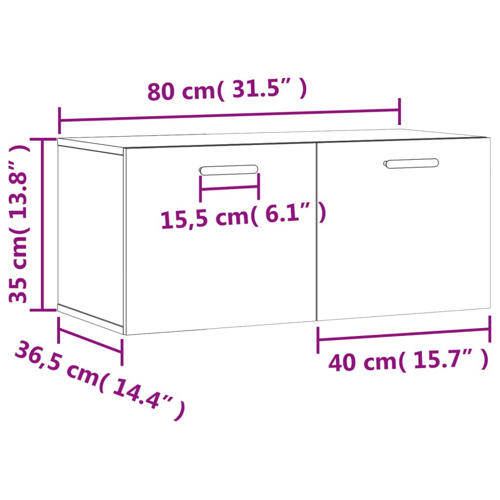 vidaXL Wall Cabinet White 80x36.5x35 cm Engineered Wood