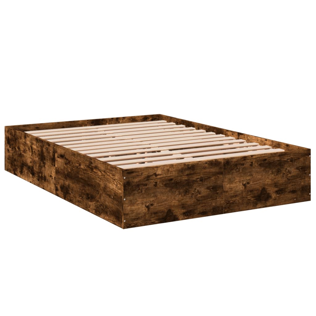 vidaXL Bed Frame without Mattress Smoked Oak 120x200 cm