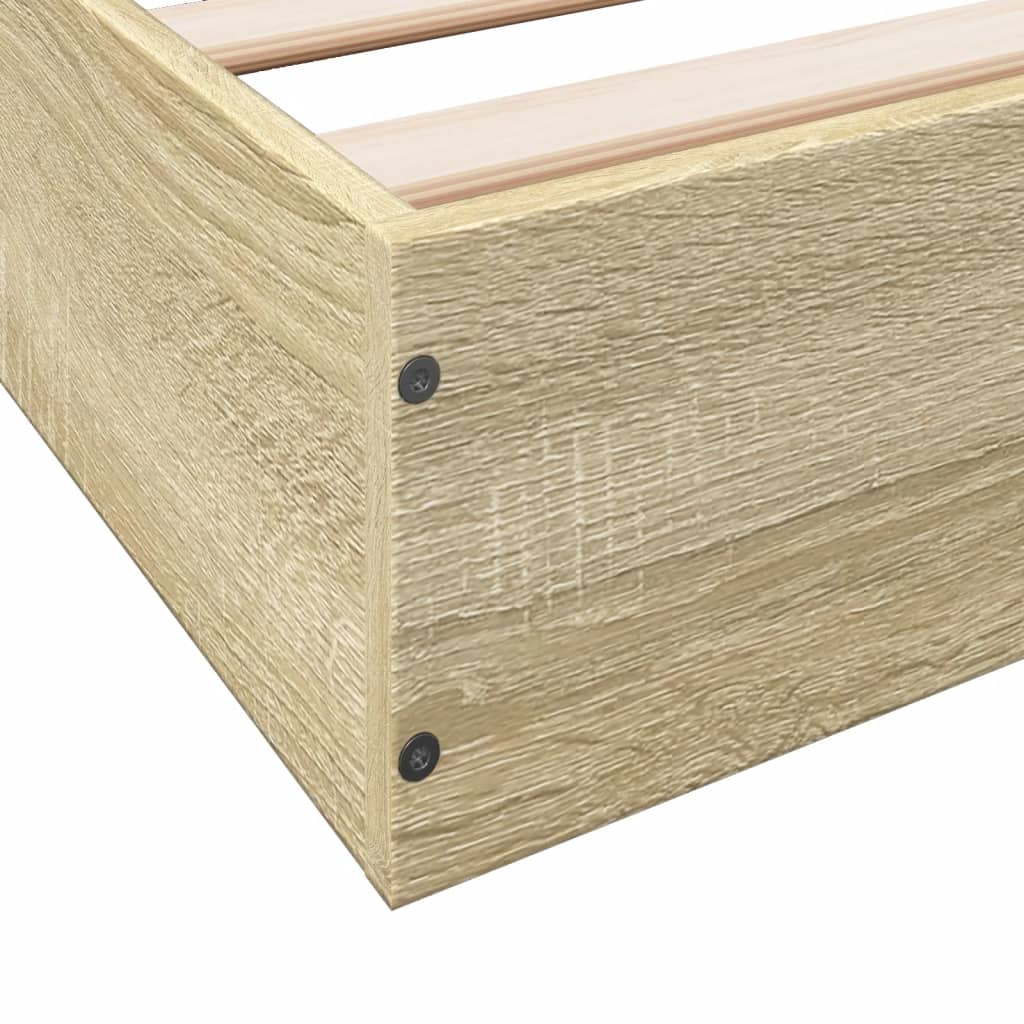 vidaXL Bed Frame without Mattress Sonoma Oak 75x190 cm Small Single Engineered Wood