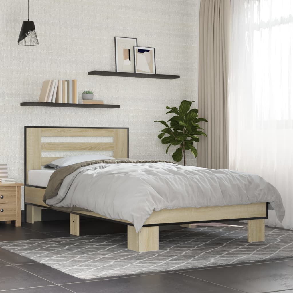 vidaXL Bed Frame without Mattress Sonoma Oak 90x190 cm Single