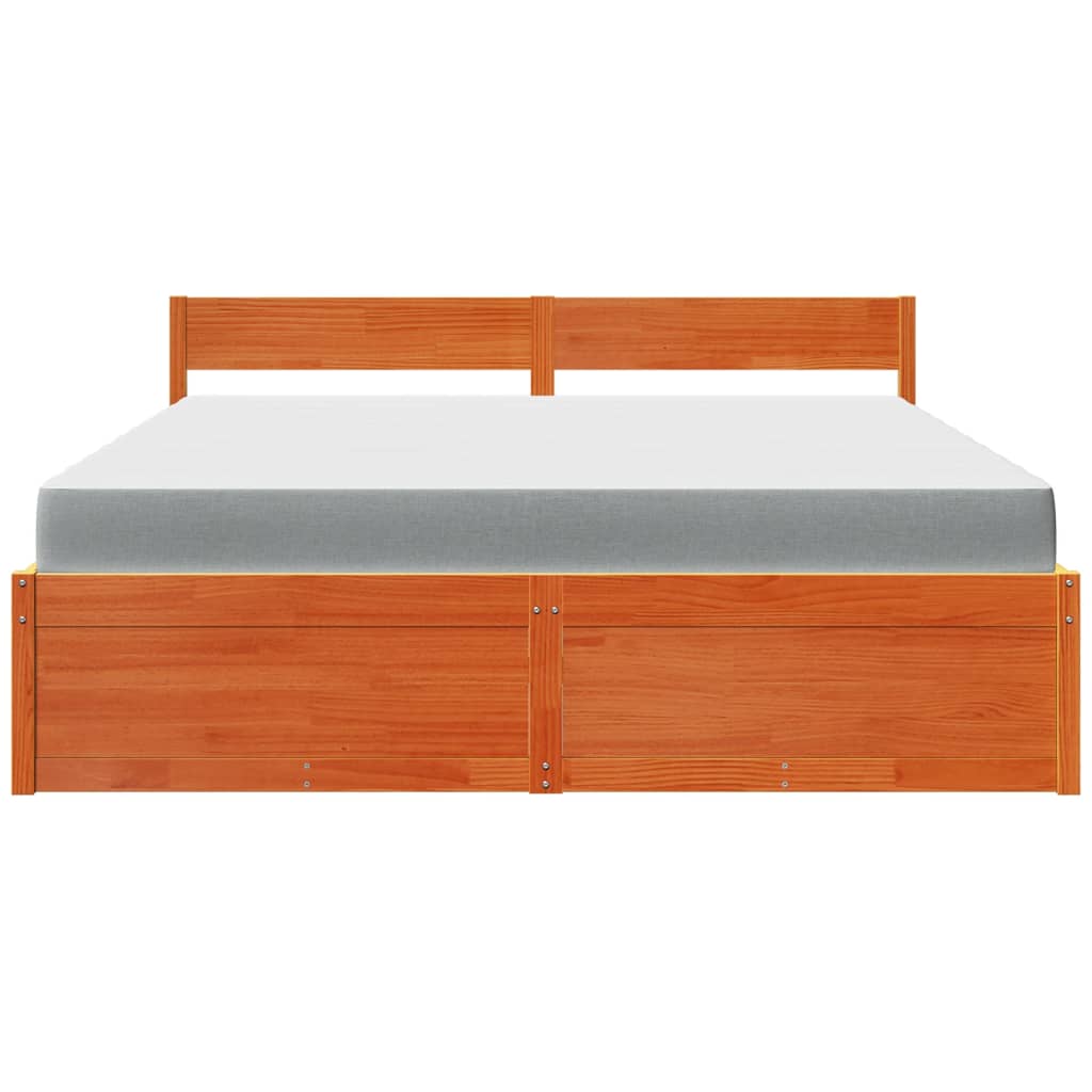 vidaXL Bed with Drawers and Mattress Wax Brown 180x200 cm Super King Solid Wood Pine