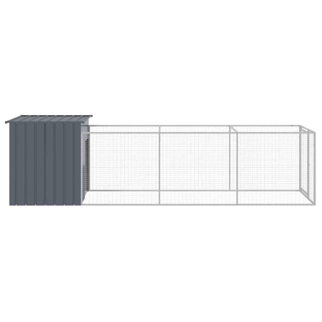 vidaXL Dog House with Run Anthracite 110x405x110 cm Galvanised Steel