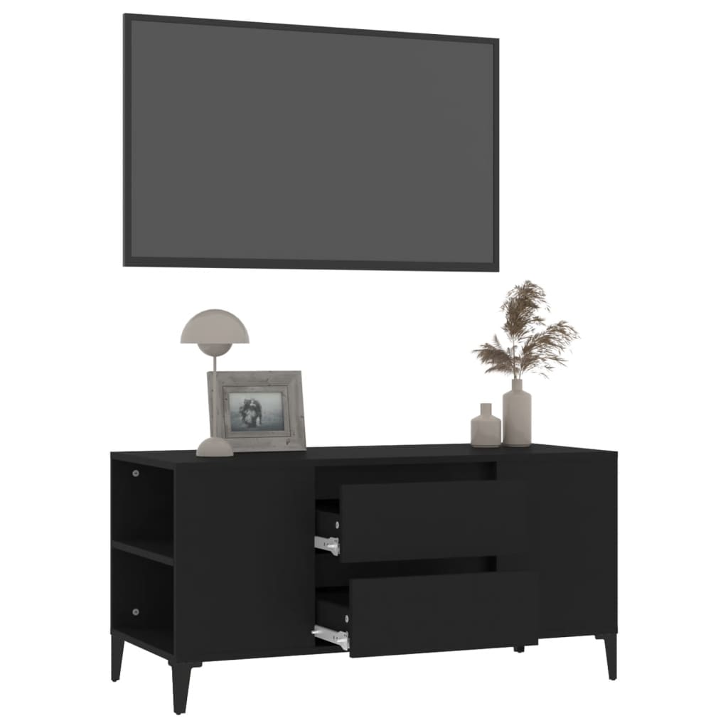 vidaXL TV Cabinet Black 102x44.5x50 cm Engineered Wood