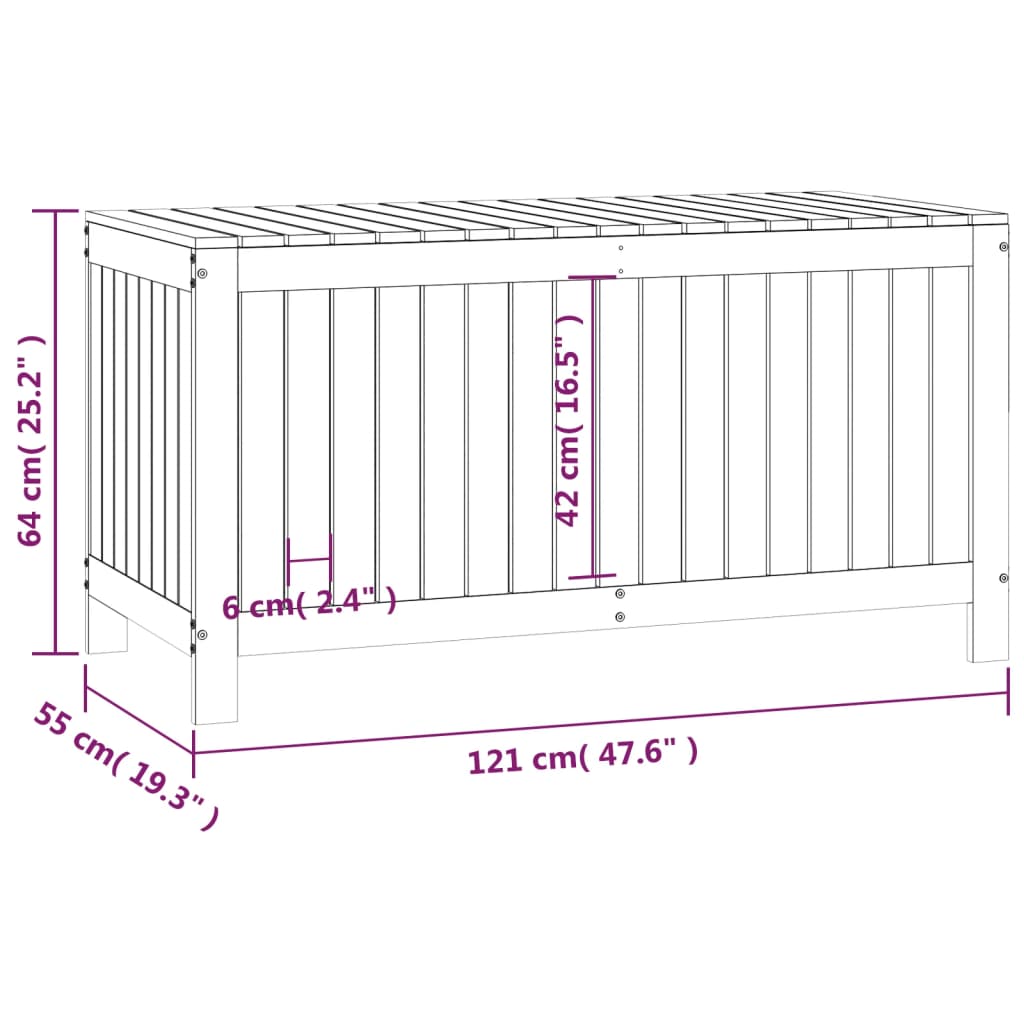 vidaXL Garden Storage Box Honey Brown 121x55x64 cm Solid Wood Pine