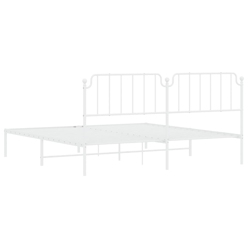 vidaXL Metal Bed Frame without Mattress with Headboard White 193x203 cm