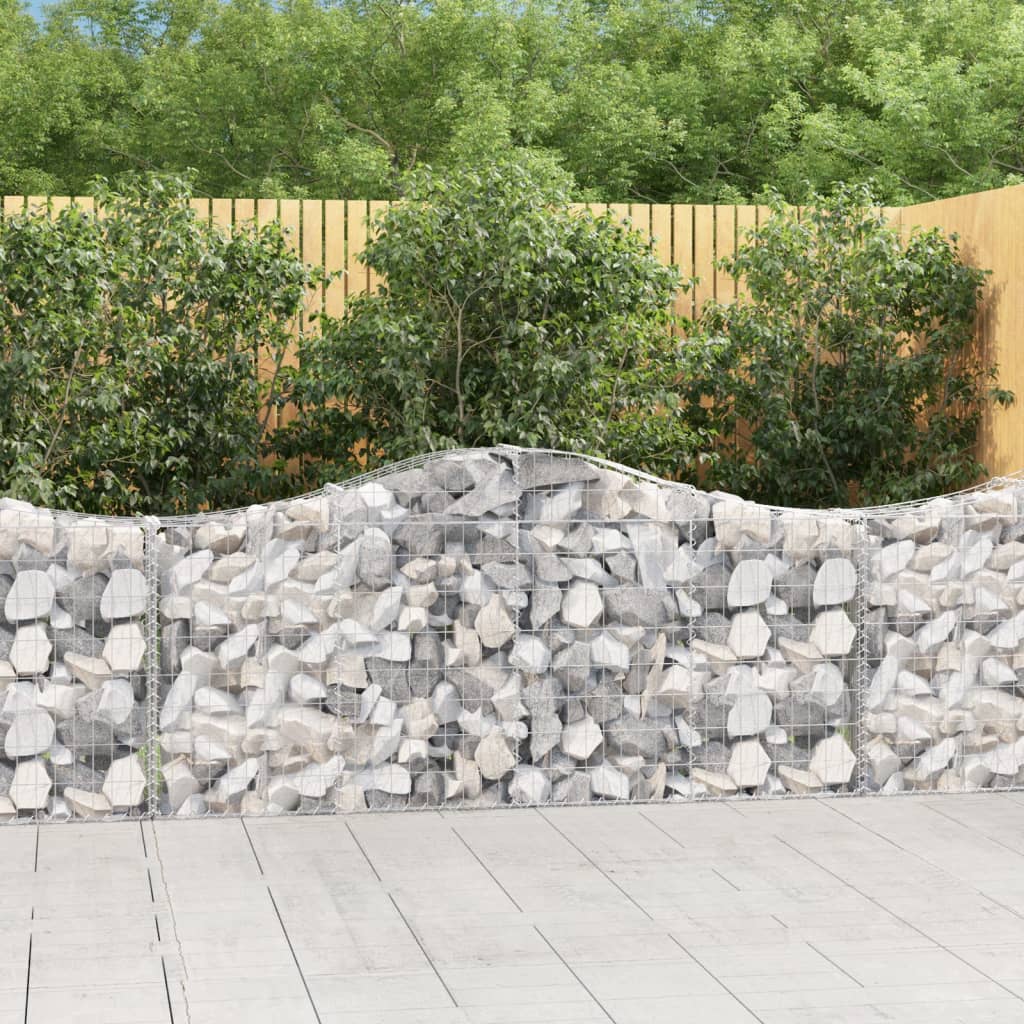 vidaXL Arched Gabion Baskets 40 pcs 200x30x80/100 cm Galvanised Iron