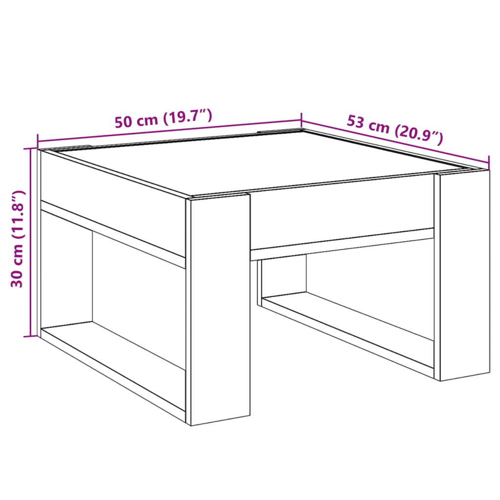 vidaXL Coffee Table with Infinity LED Grey Sonoma 50x53x30 cm