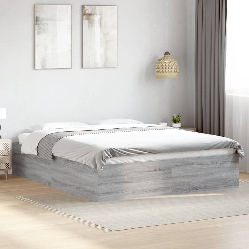 vidaXL Bed Frame without Mattress Grey Sonoma 160x200 cm