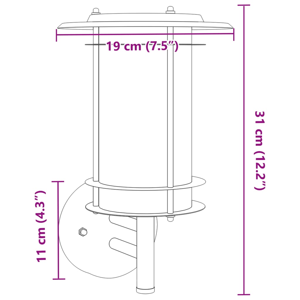 vidaXL Outdoor Wall Light Silver Stainless Steel