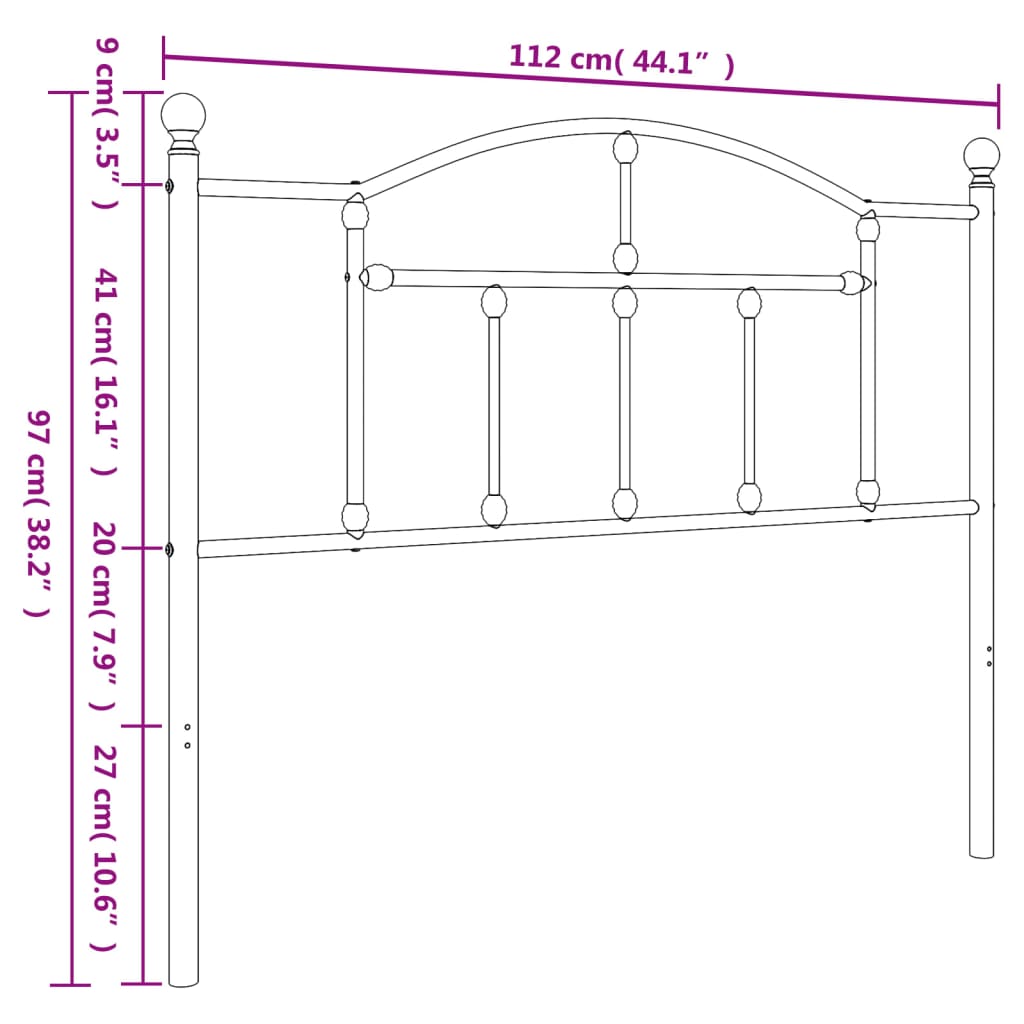 vidaXL Metal Headboard White 107 cm