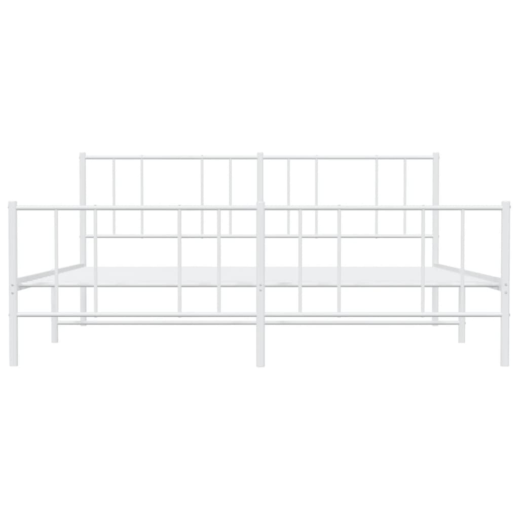 vidaXL Metal Bed Frame without Mattress with Footboard White 183x213 cm