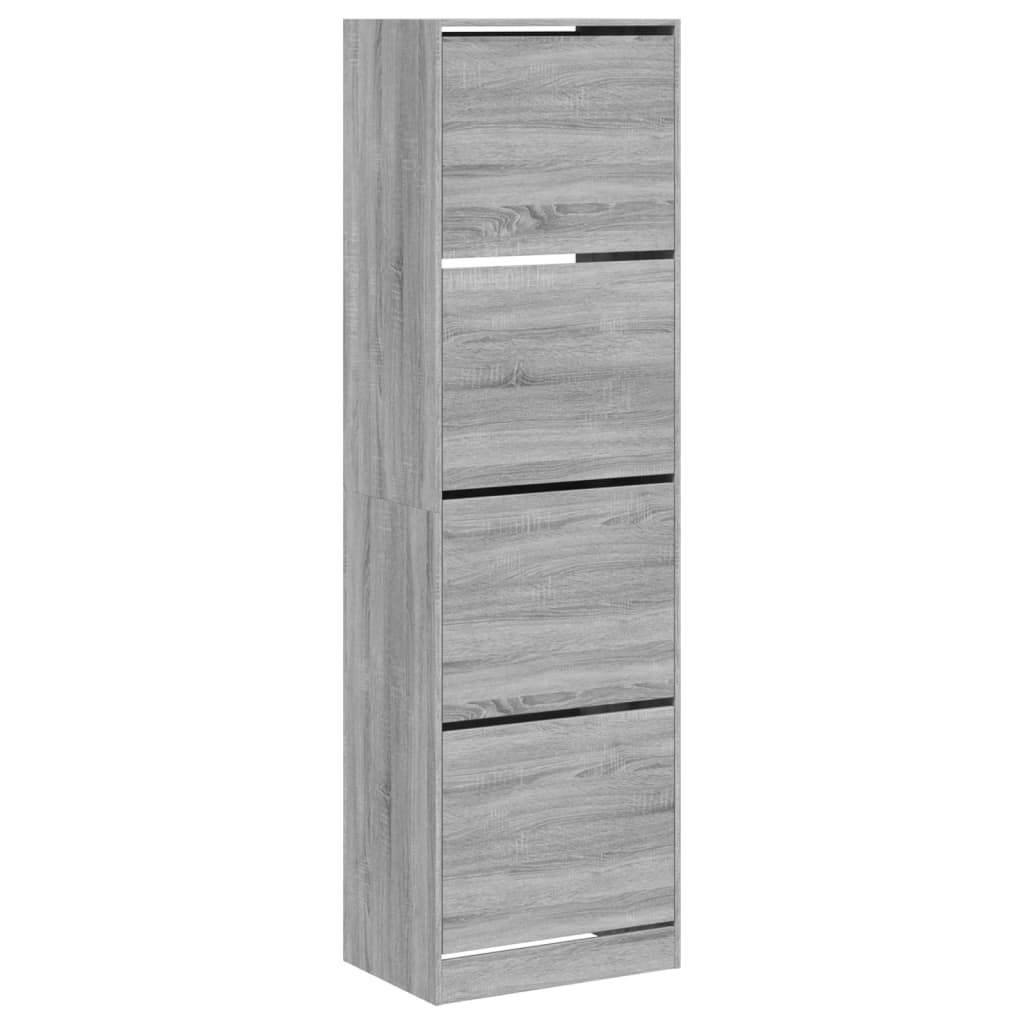 vidaXL Shoe Cabinet with 4 Flip-Drawers Grey Sonoma 60x42x204 cm