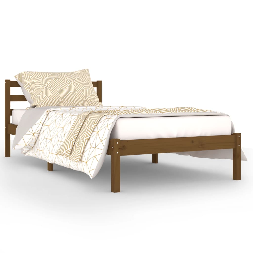 vidaXL Bed Frame without Mattress Solid Wood Pine 90x200 cm Honey Brown