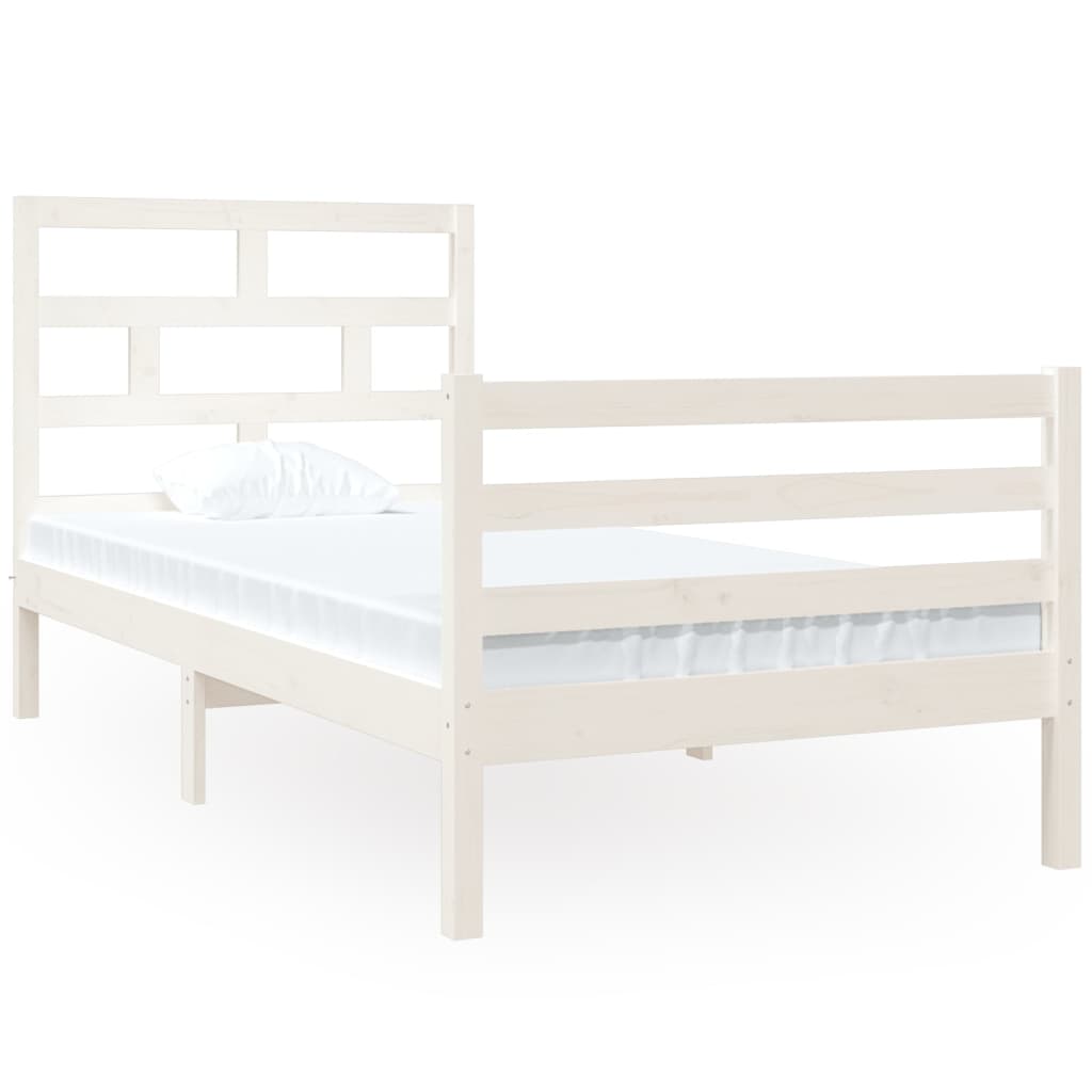 vidaXL Bed Frame without Mattress White 90x190 cm Single Solid Wood