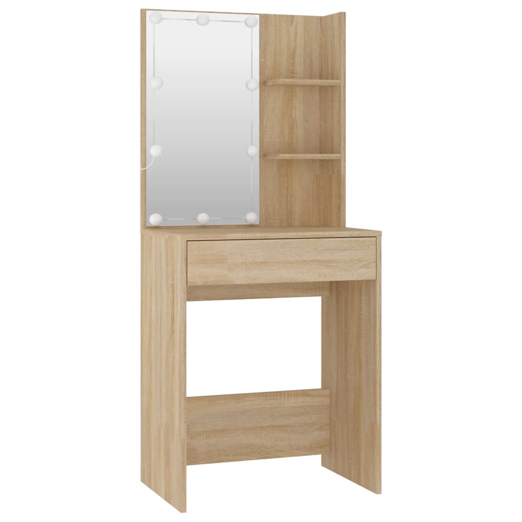 vidaXL Dressing Table Set with LED Sonoma Oak Engineered Wood