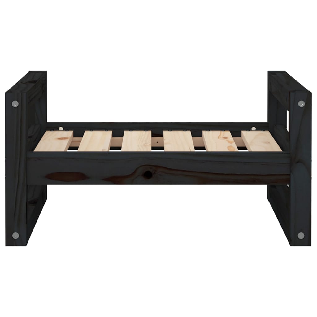 vidaXL Dog Bed Black 55.5x45.5x28 cm Solid Pine Wood