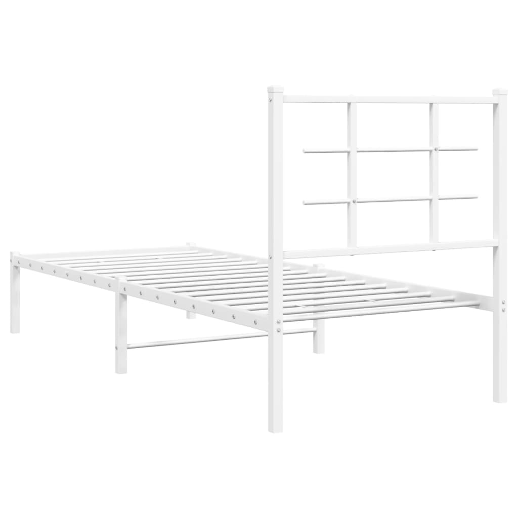 vidaXL Metal Bed Frame without Mattress with Headboard White 80x200 cm