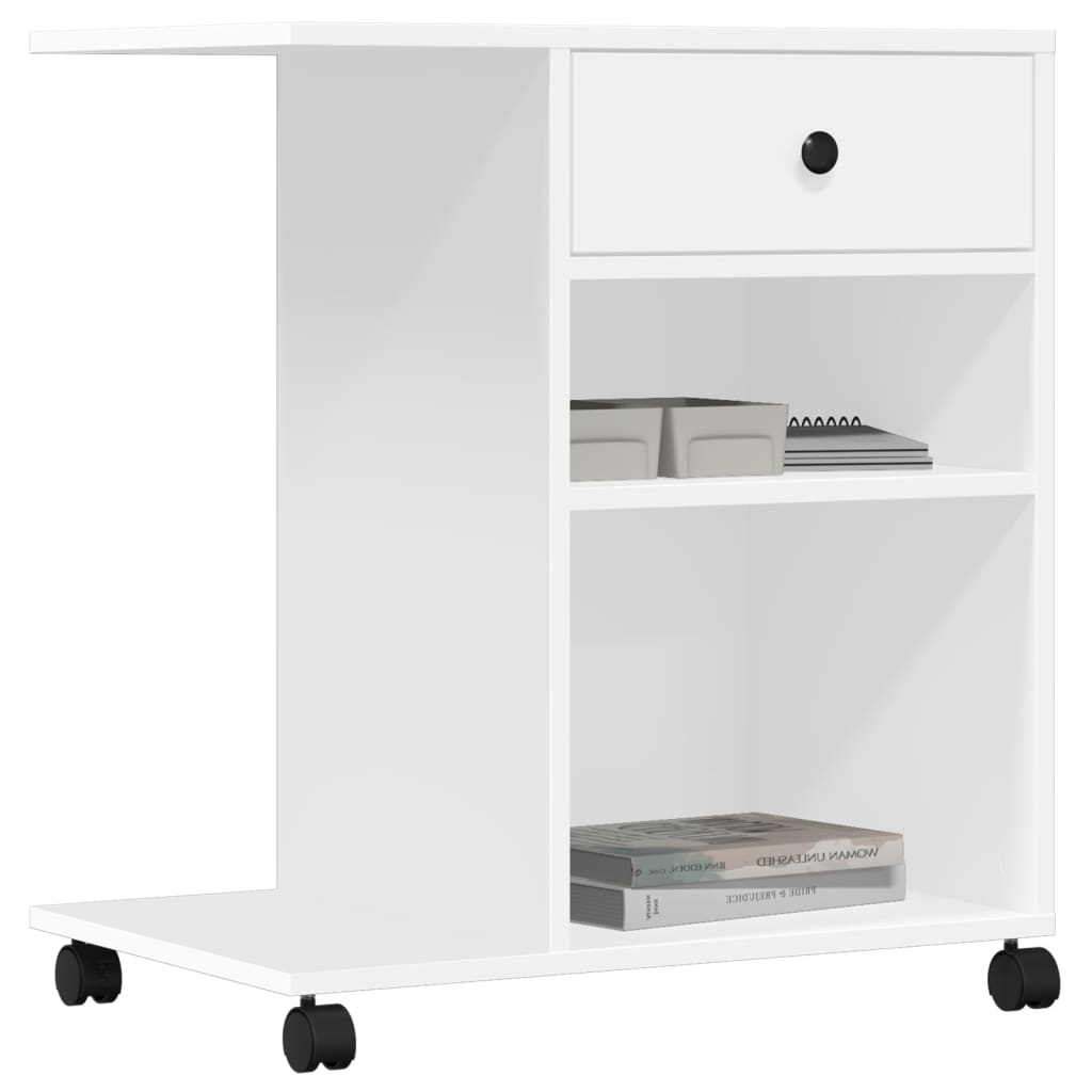 vidaXL Printer Stand with Wheels White 60x40x68.5 cm