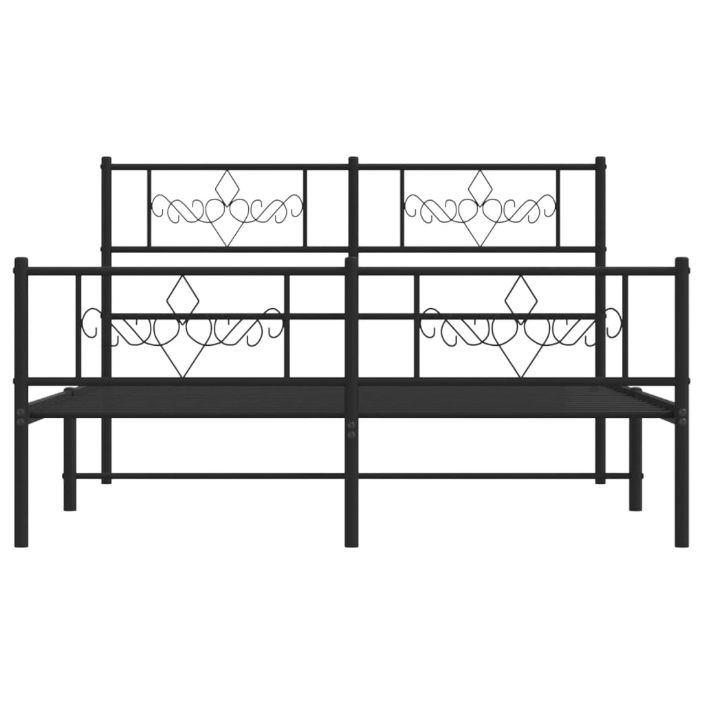 vidaXL Metal Bed Frame without Mattress with Footboard Black 120x200 cm