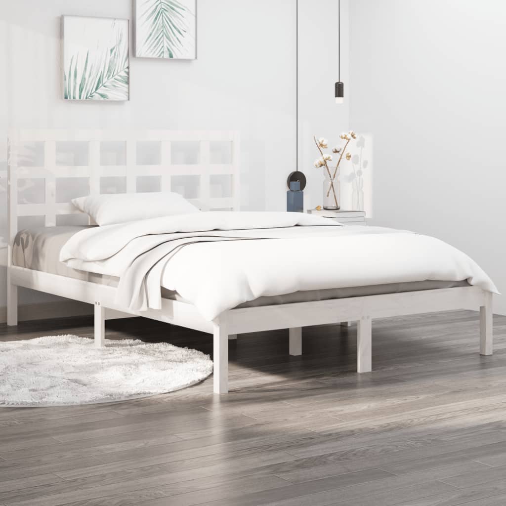 vidaXL Bed Frame without Mattress White 180x200 cm Super King Solid Wood