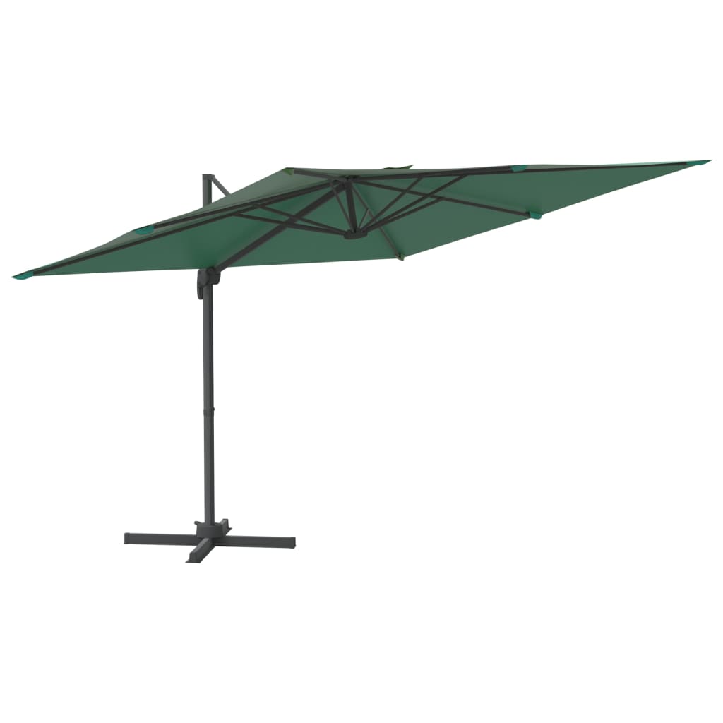 vidaXL LED Cantilever Garden Parasol Green 400x300 cm