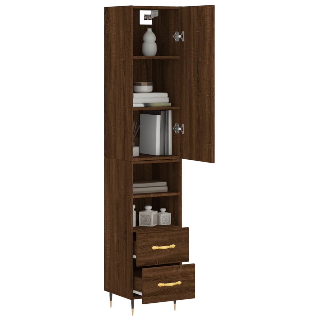 vidaXL Highboard Brown Oak 34.5x34x180 cm Engineered Wood