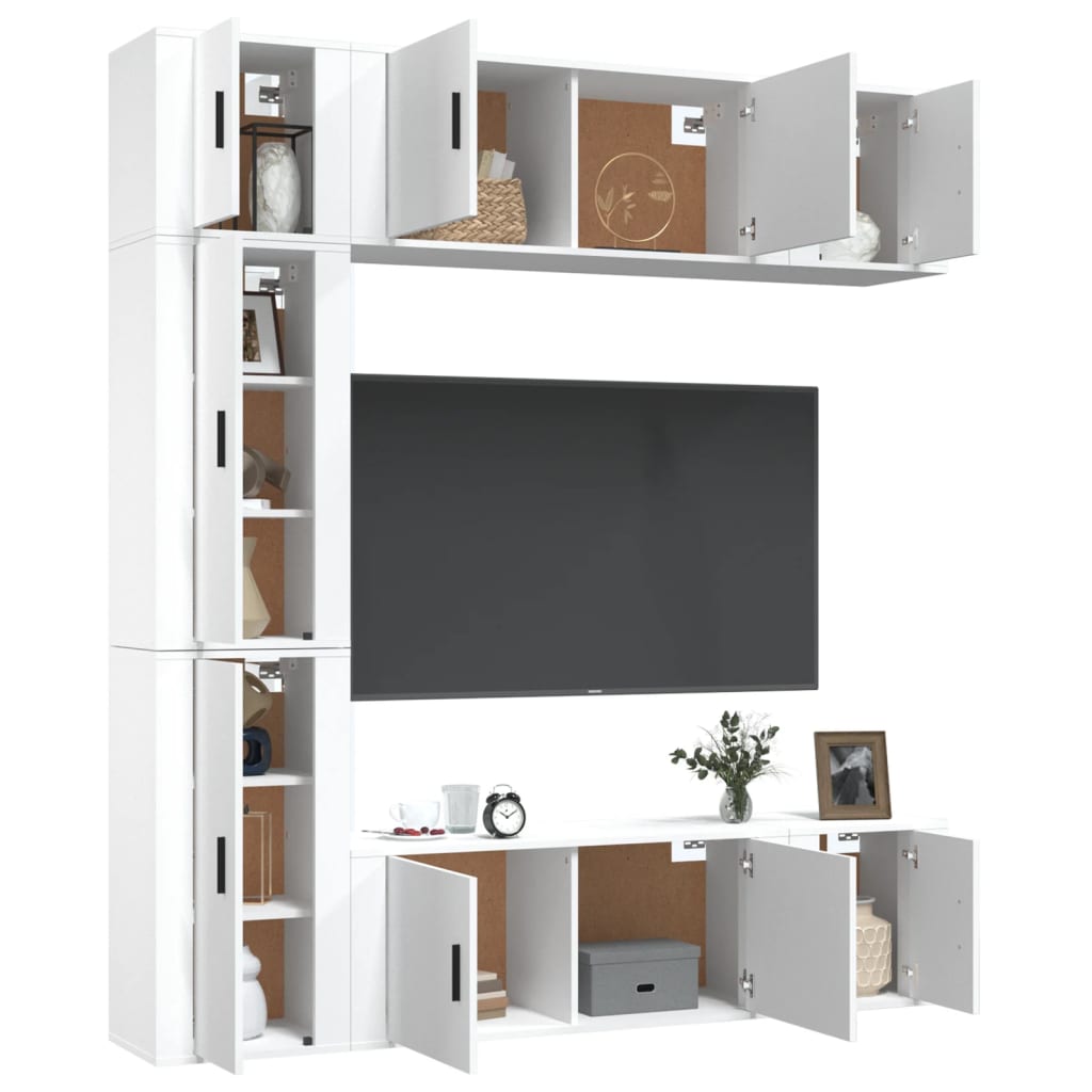 vidaXL 7 Piece TV Cabinet Set White Engineered Wood