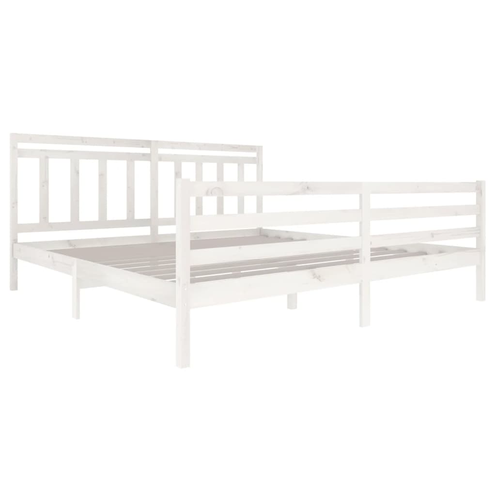 vidaXL Bed Frame without Mattress White Solid Wood 200x200 cm (810451+814115)