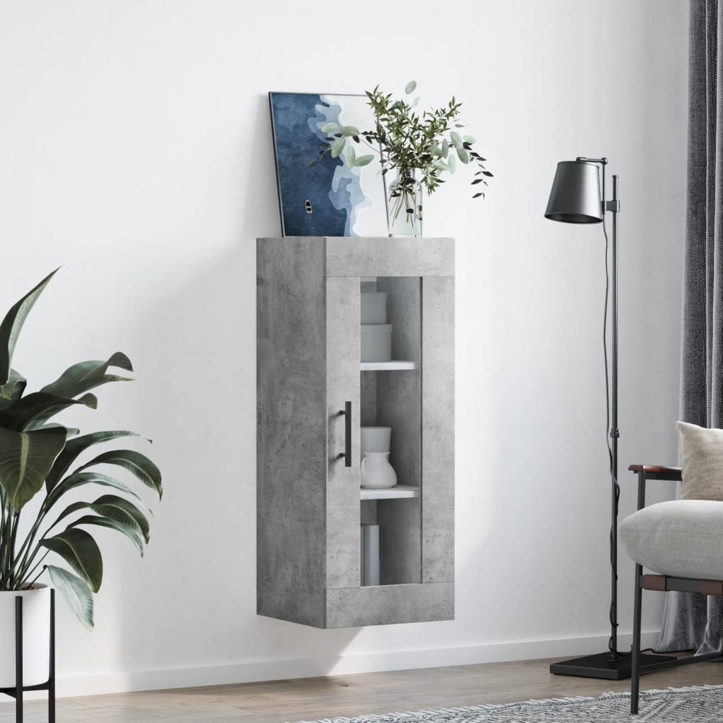 vidaXL Wall Mounted Cabinet Concrete Grey 34.5x34x90 cm