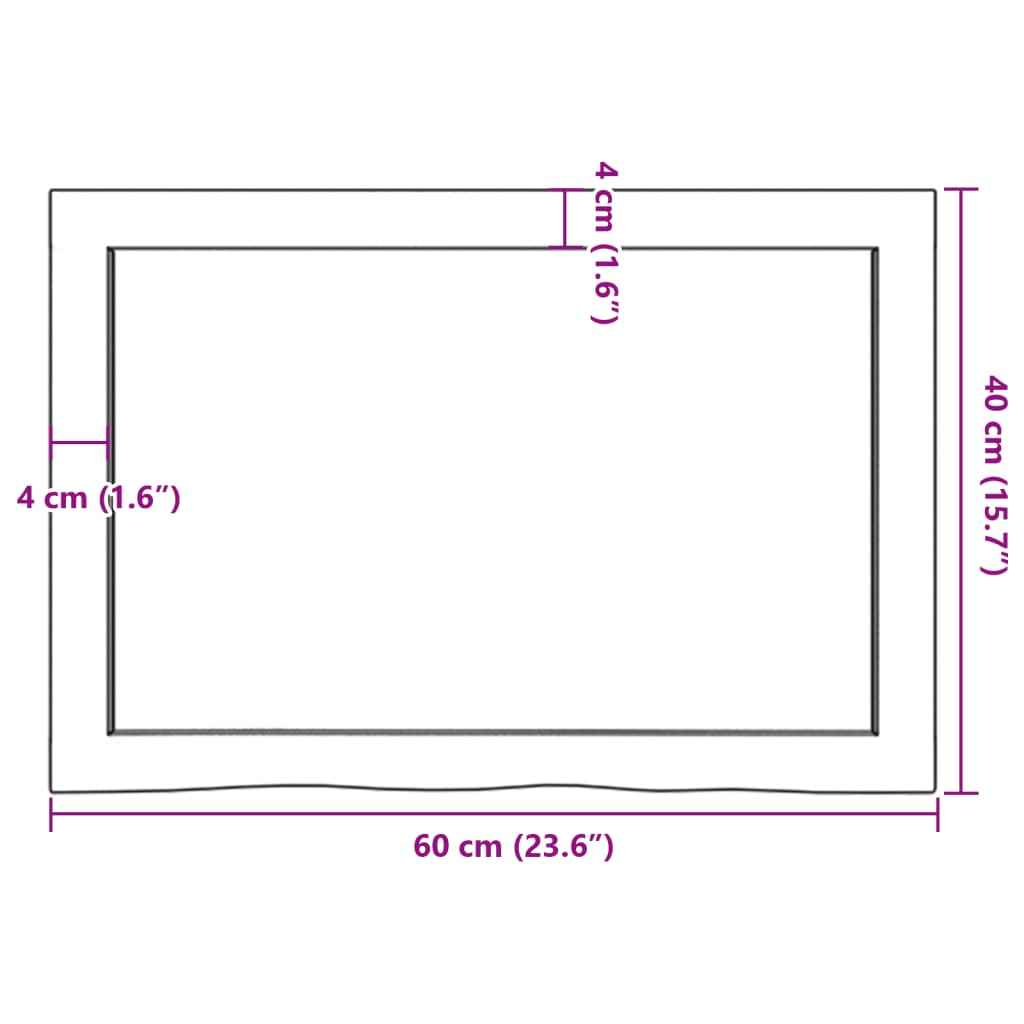 vidaXL Table Top 60x40x(2-4) cm Untreated Solid Wood Oak