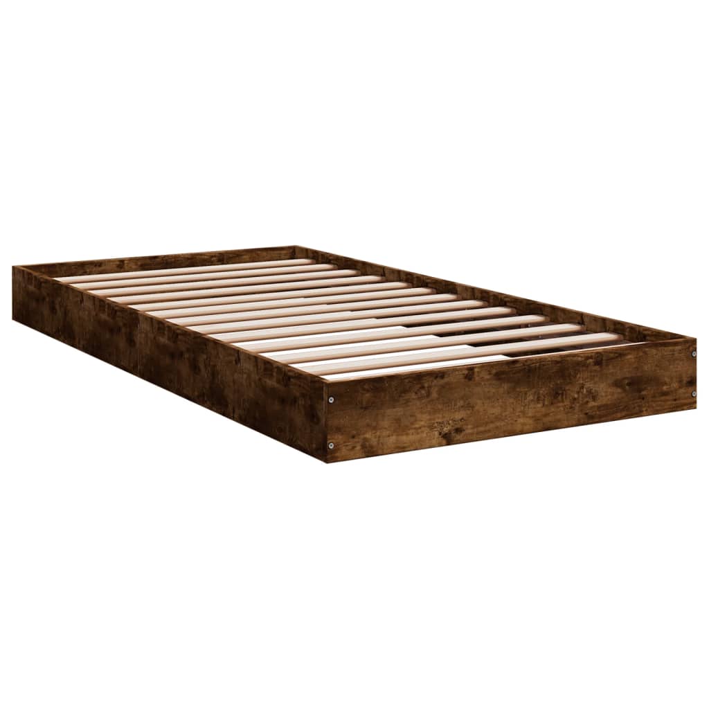 vidaXL Bed Frame without Mattress Smoked Oak 90x190 cm Single Engineered Wood