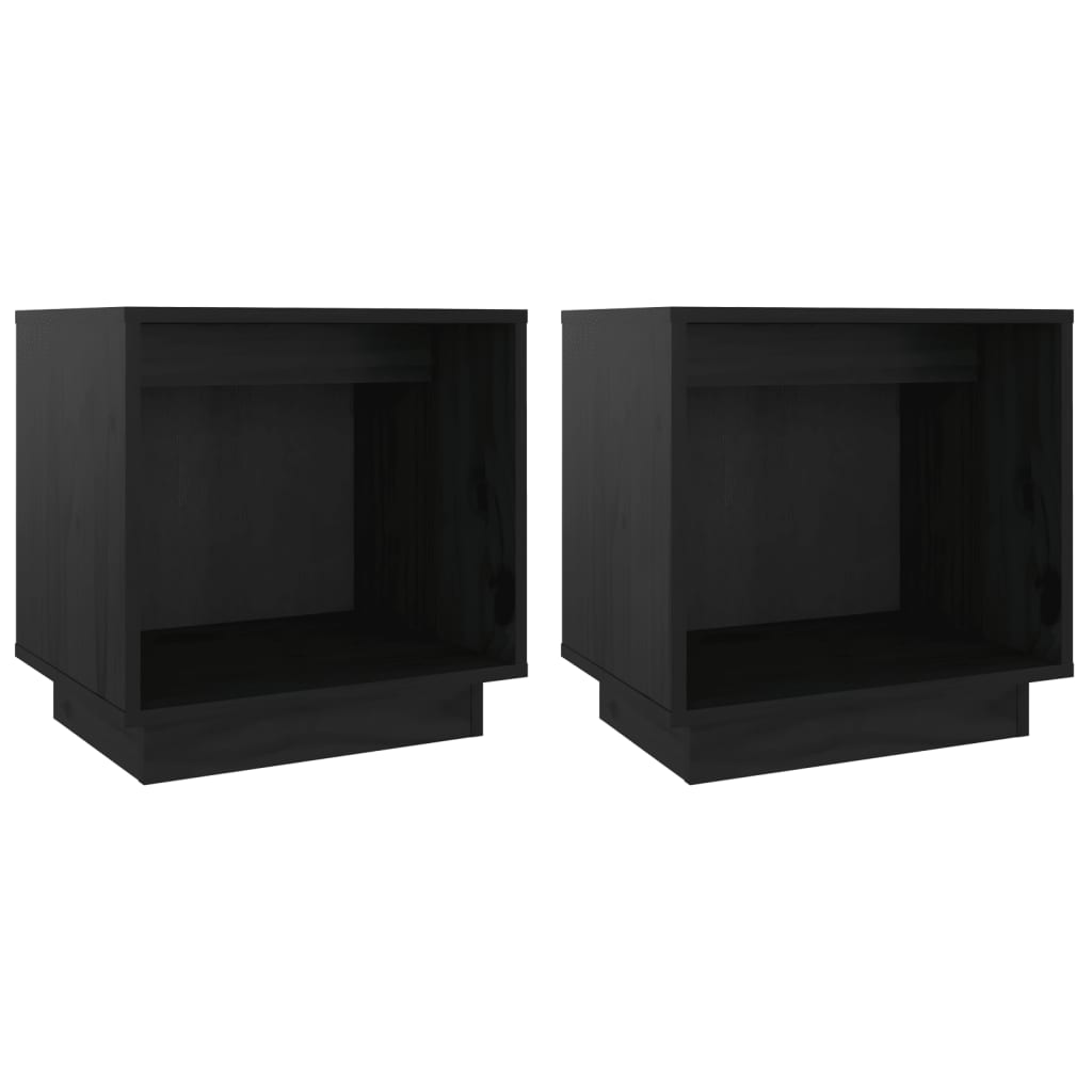 vidaXL Bedside Cabinets 2 pcs Black 40x30x40 cm Solid Wood Pine