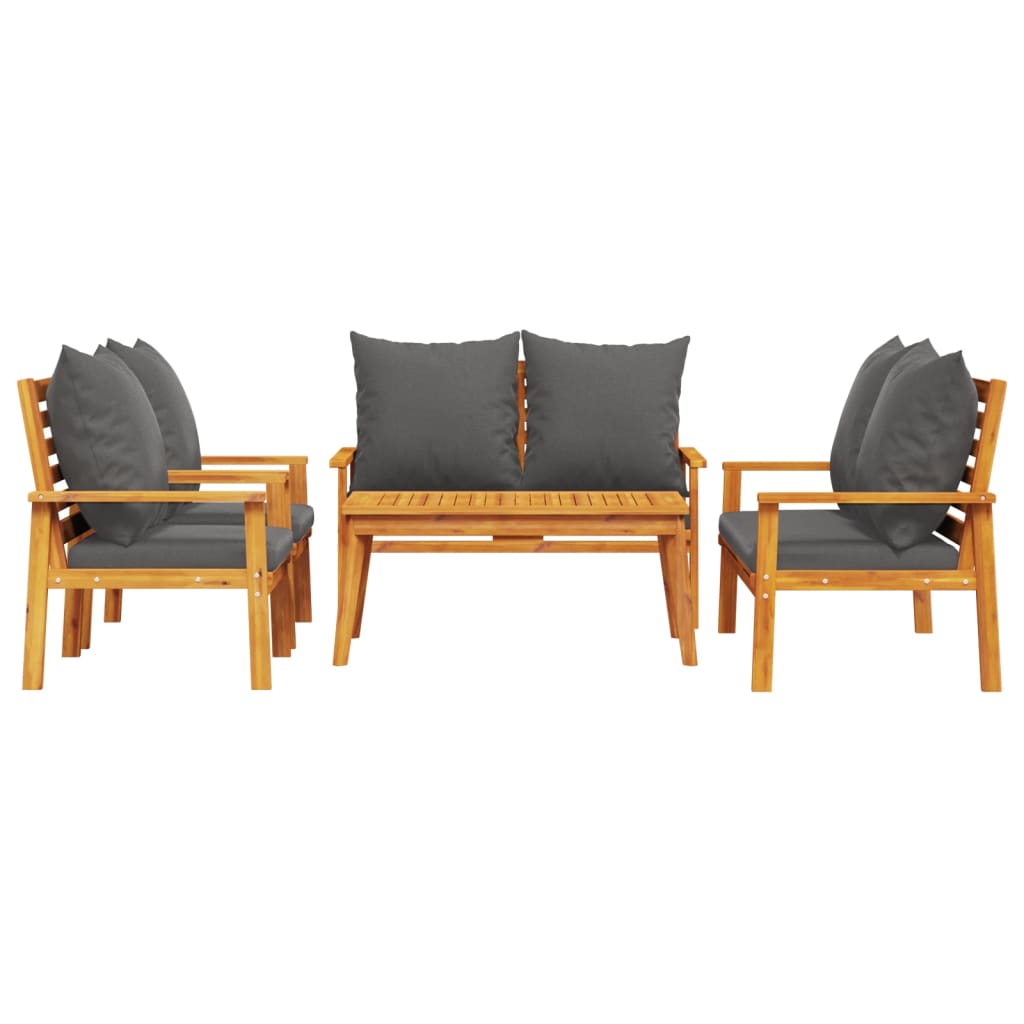 vidaXL 5 Piece Garden Lounge Set with Cushions Solid Wood Acacia