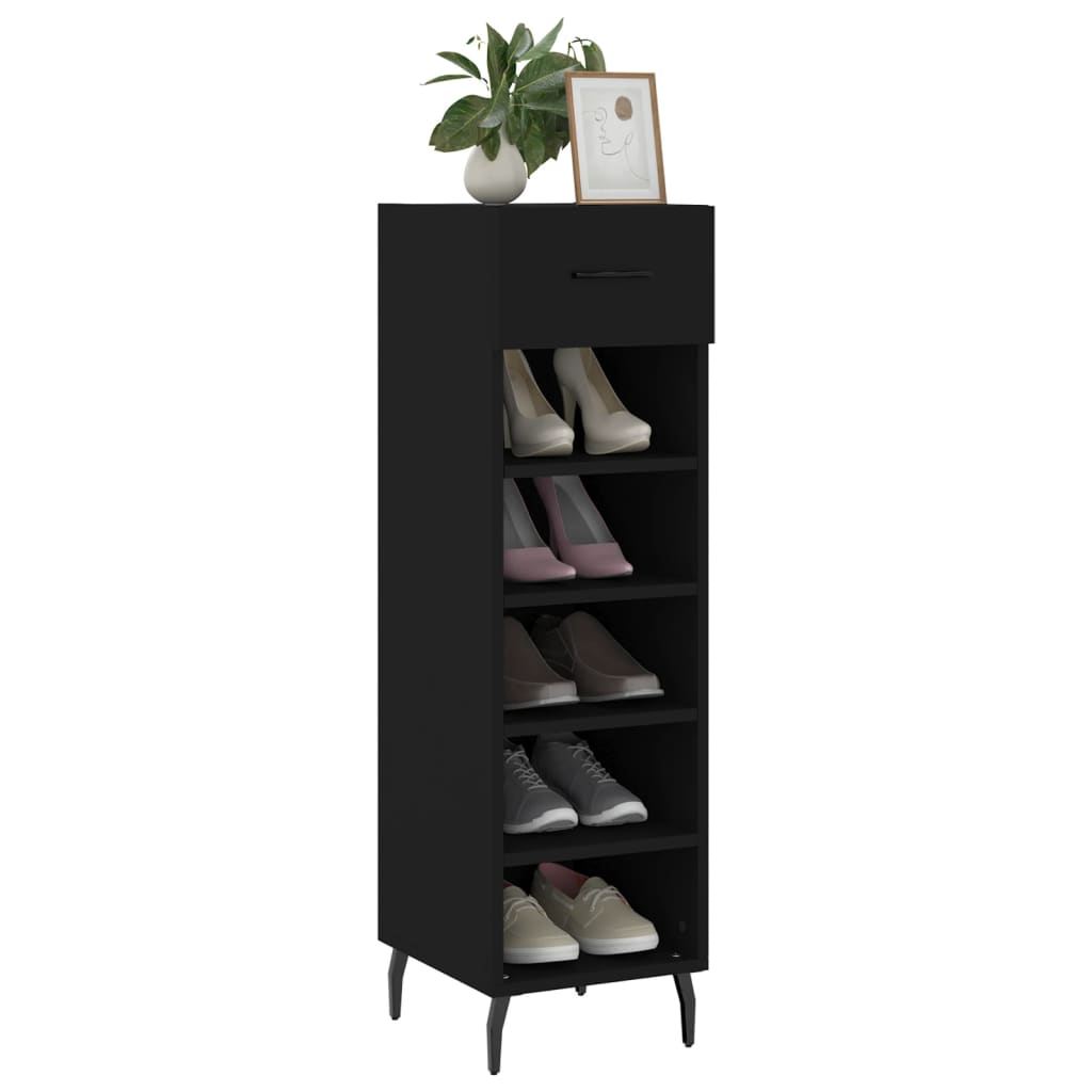 vidaXL Shoe Cabinet Black 30x35x105 cm Engineered Wood