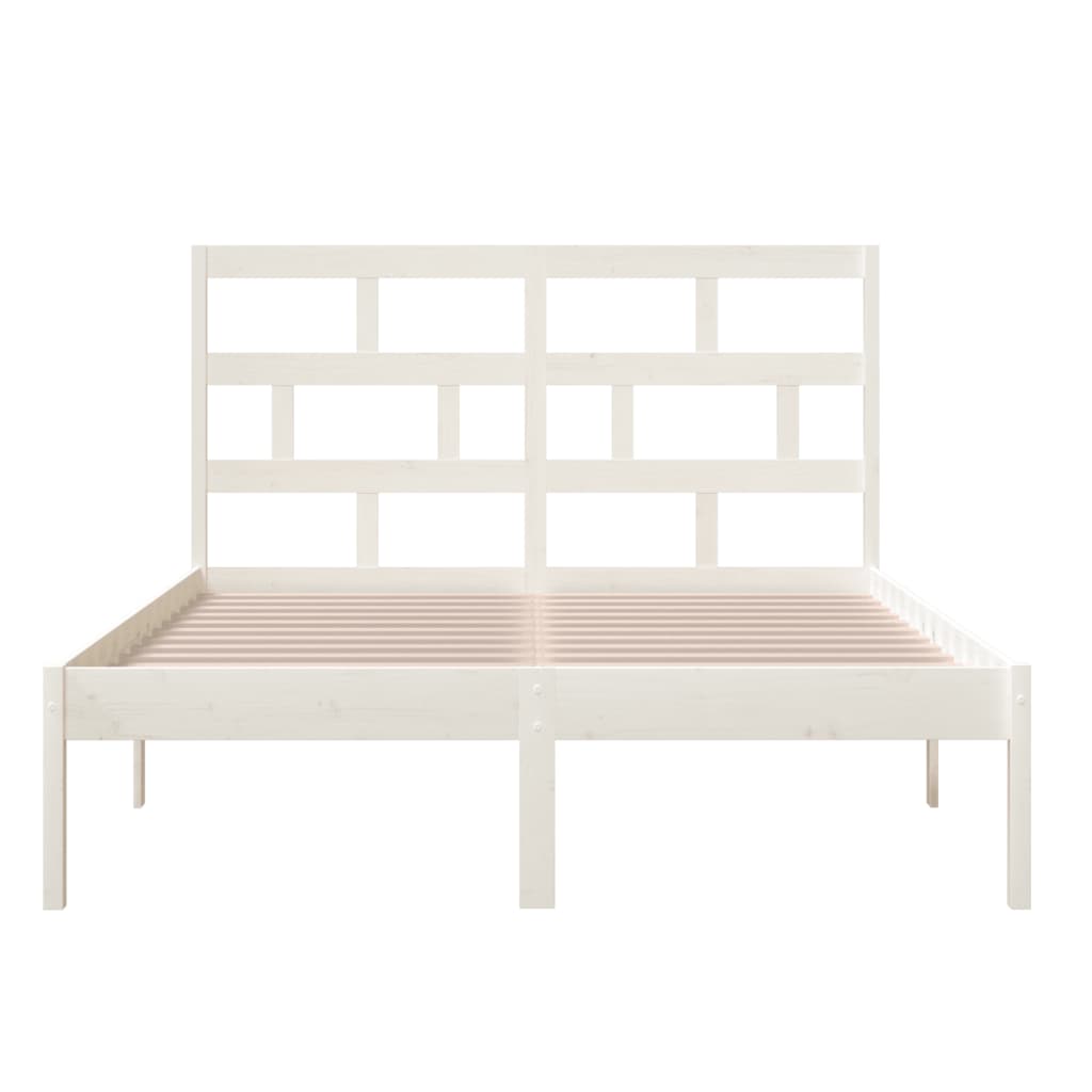 vidaXL Bed Frame without Mattress White Solid Wood 120x200 cm (810013+814185)