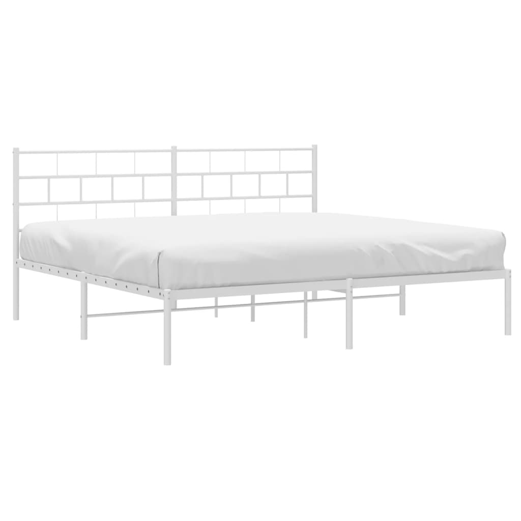 vidaXL Metal Bed Frame without Mattress with Headboard White 183x213 cm