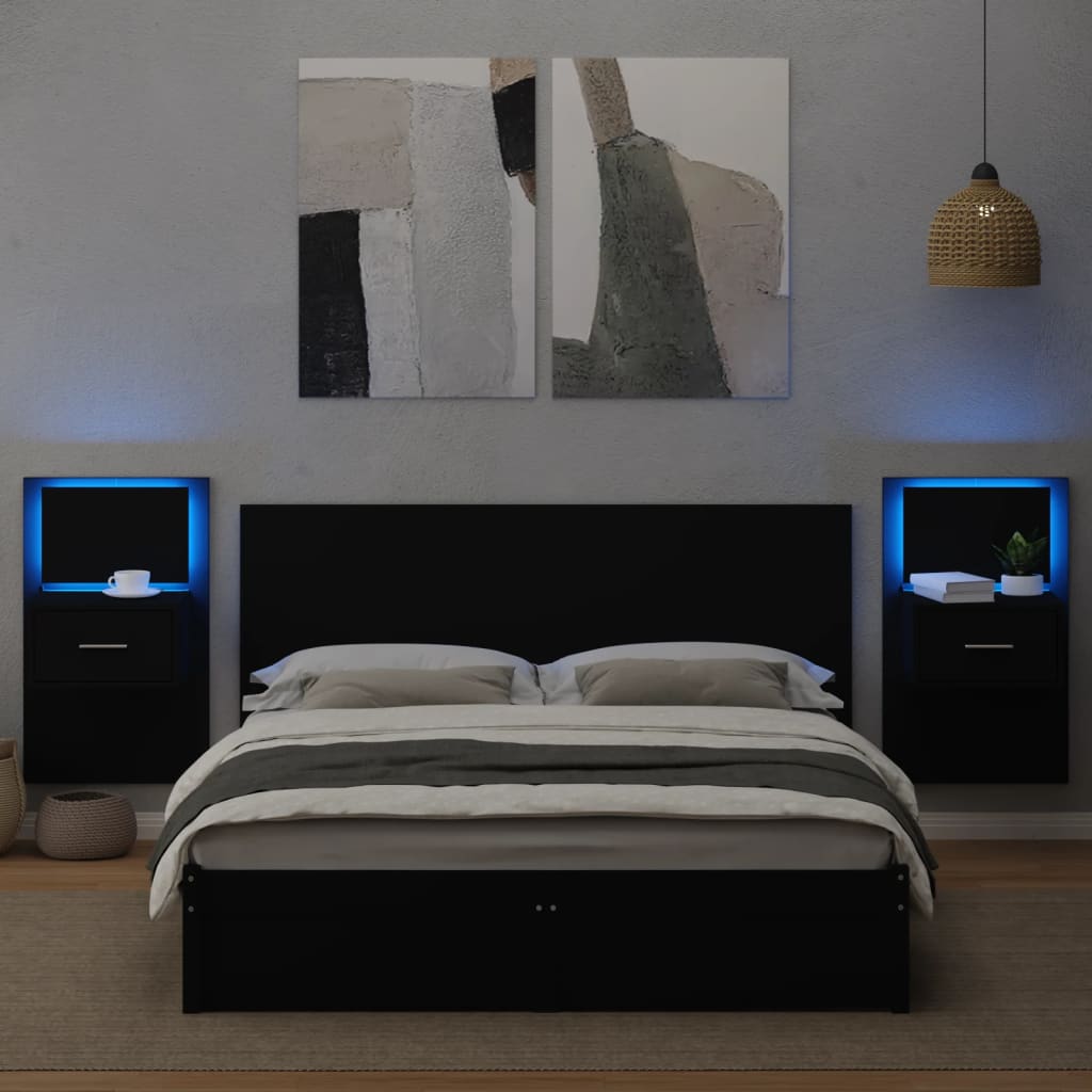 vidaXL Bed Headboard with Cabinets Black 160 cm Engineered Wood