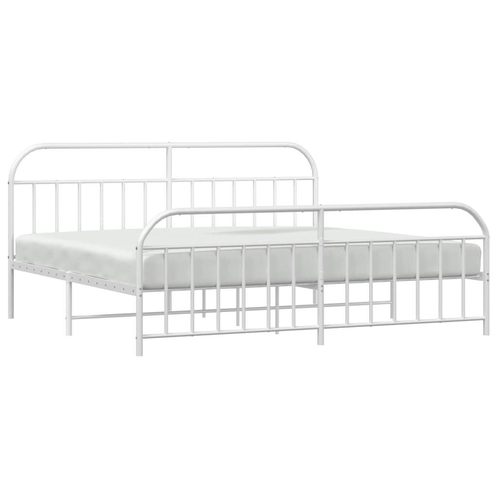 vidaXL Metal Bed Frame without Mattress with Footboard White 200x200 cm