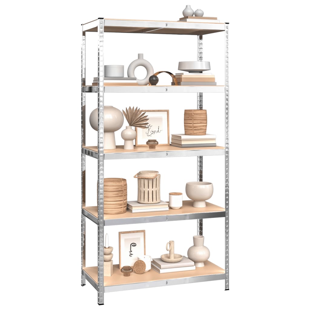 vidaXL 5-Layer Shelves 4 pcs Silver Steel&Engineered Wood