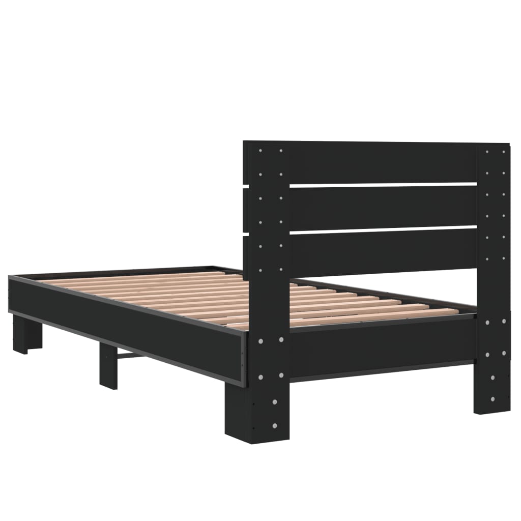 vidaXL Bed Frame without Mattress Black 75x190 cm Small Single