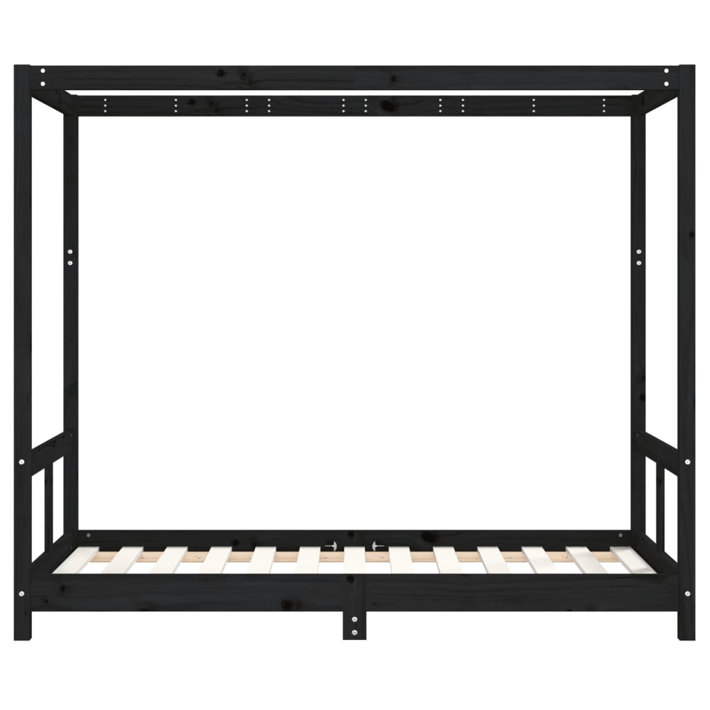 vidaXL Kids Bed Frame Black 80x160 cm Solid Wood Pine