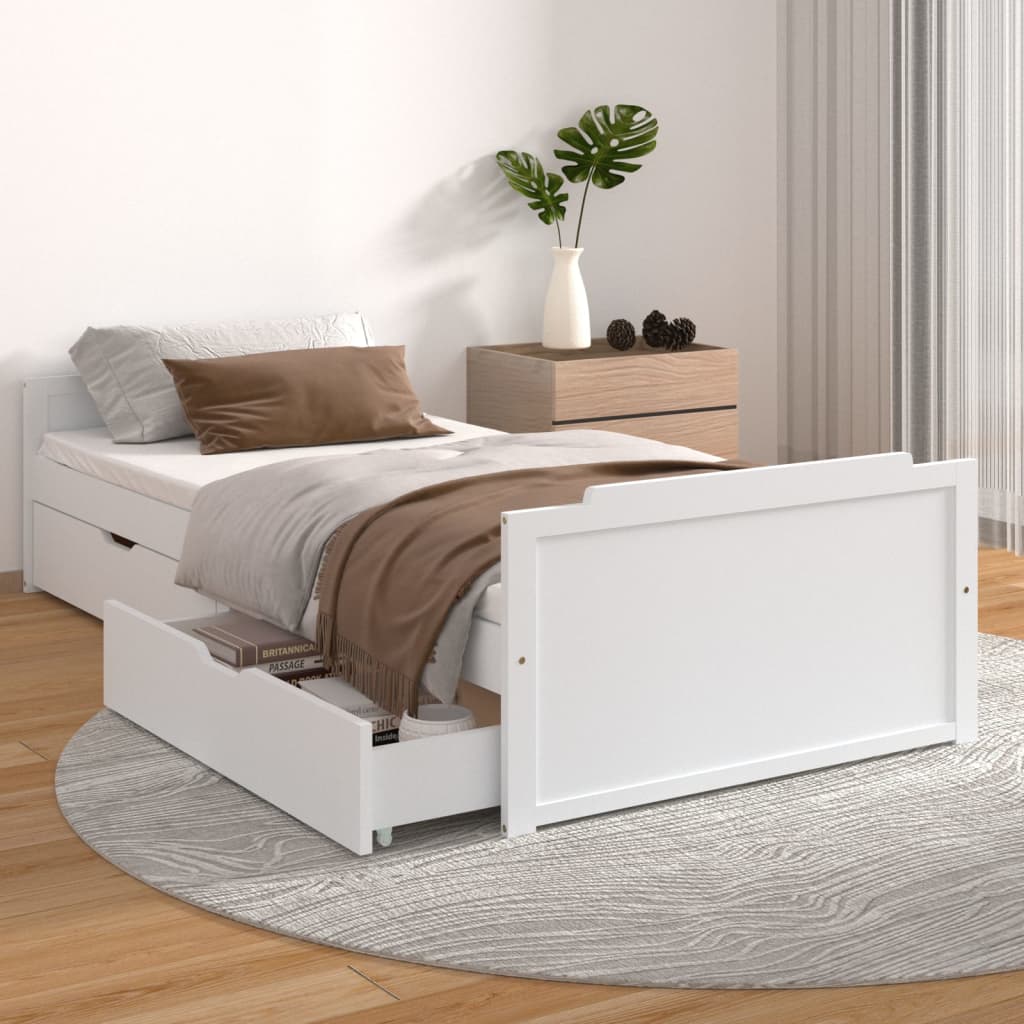 vidaXL Bed Frame without Mattress White Solid Wood Pine 90x200 cm