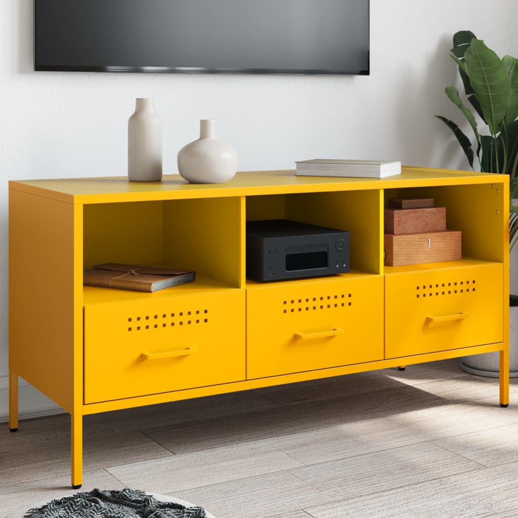 vidaXL TV Cabinet Mustard Yellow 100.5x39x50.5 cm Steel