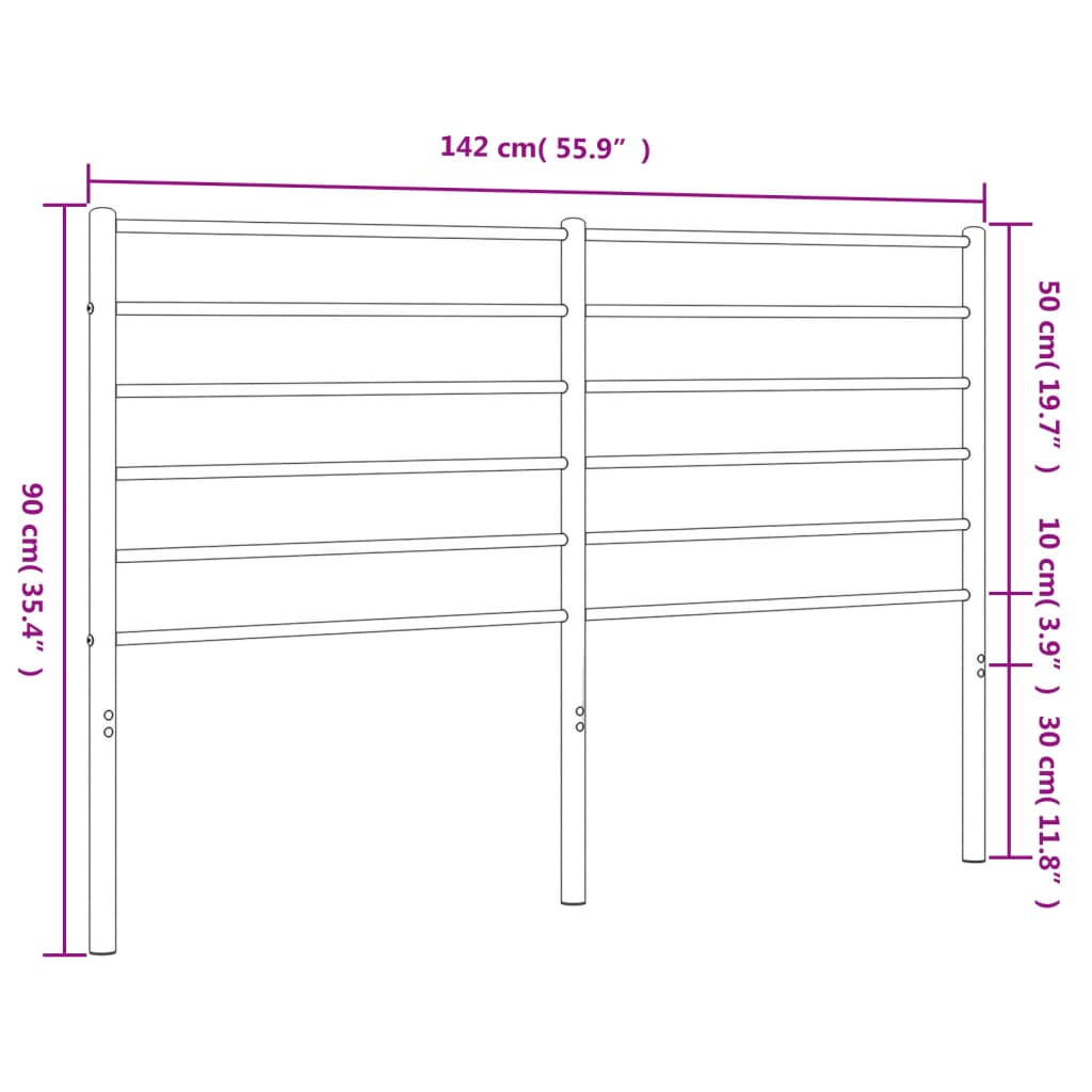 vidaXL Metal Headboard White 135 cm