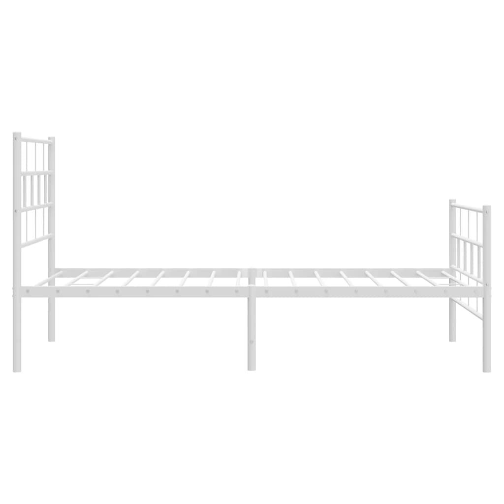 vidaXL Metal Bed Frame without Mattress with Footboard White 90x200 cm