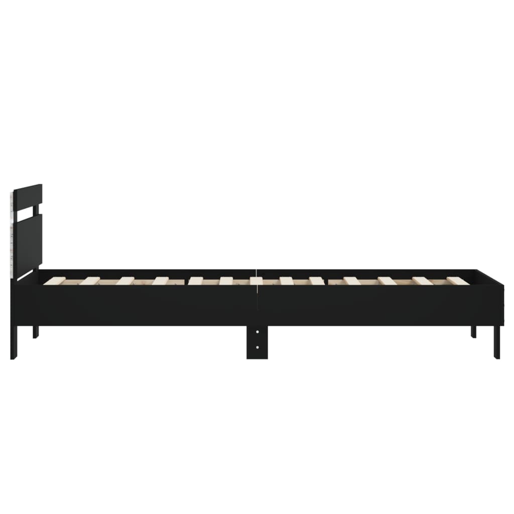 vidaXL Bed Frame without Mattress with LED Lights Black 90x200 cm