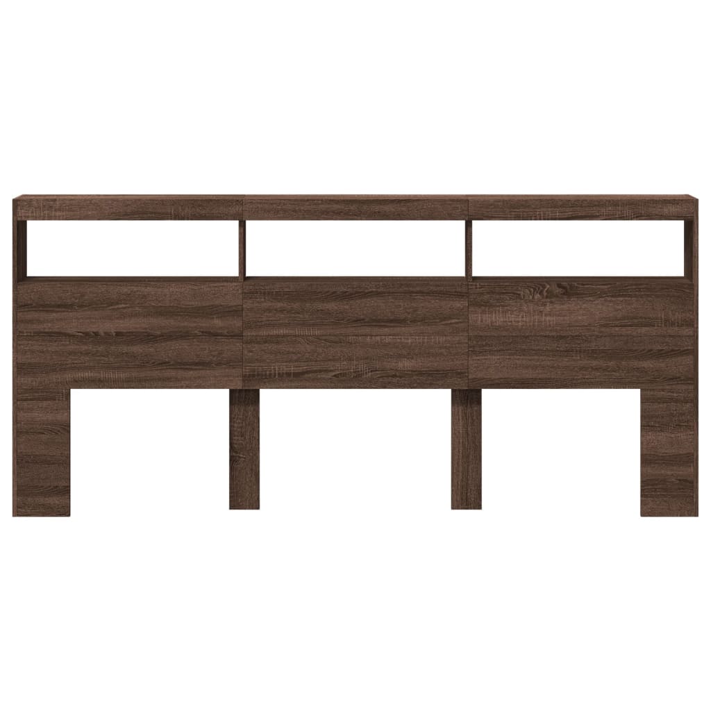 vidaXL Headboard Cabinet with LED Brown Oak 220x17x102 cm