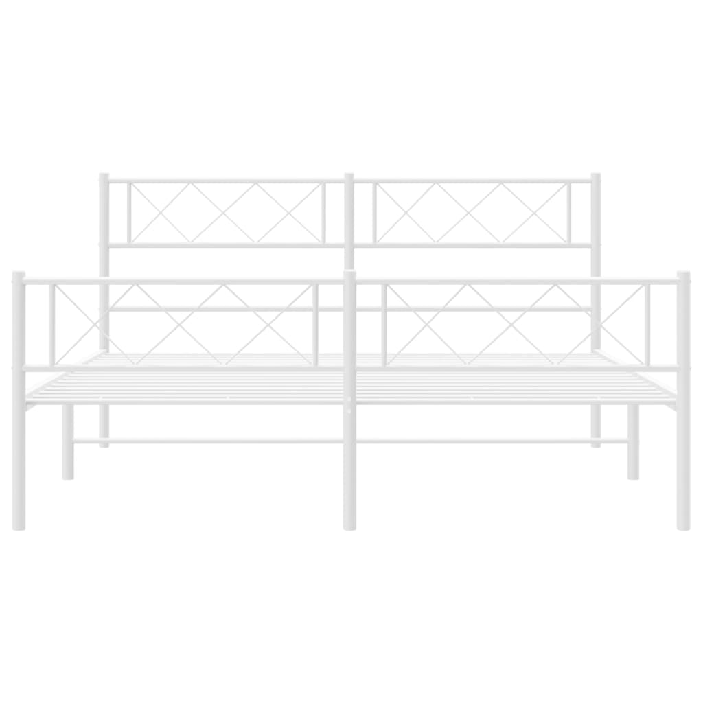 vidaXL Metal Bed Frame without Mattress with Footboard White 140x200 cm