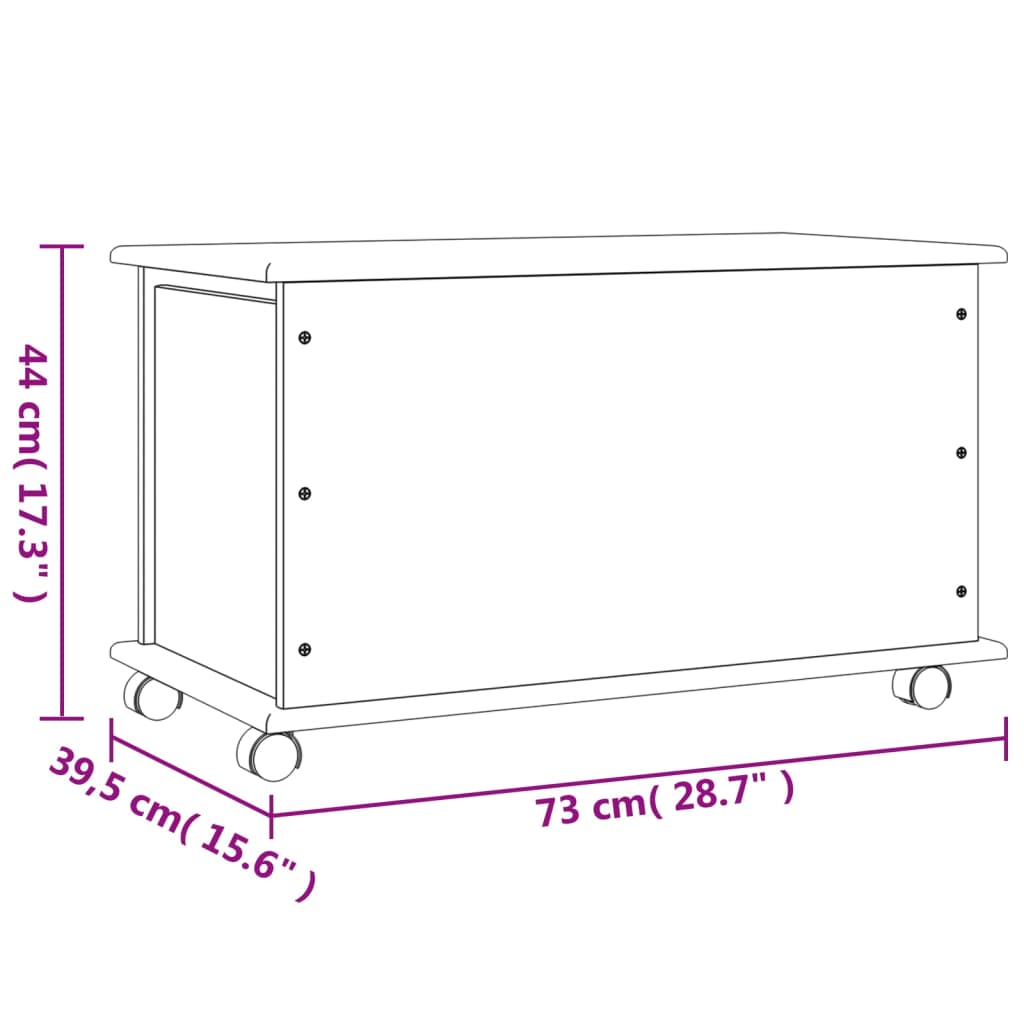 vidaXL Storage Chest with Wheels ALTA 73x39.5x44 cm Solid Wood Pine