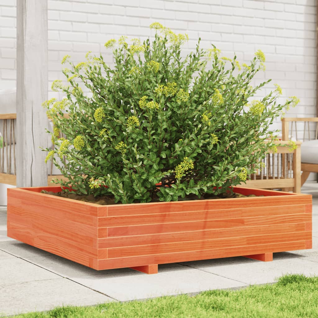 vidaXL Garden Planter Wax Brown 100x100x26.5 cm Solid Wood Pine